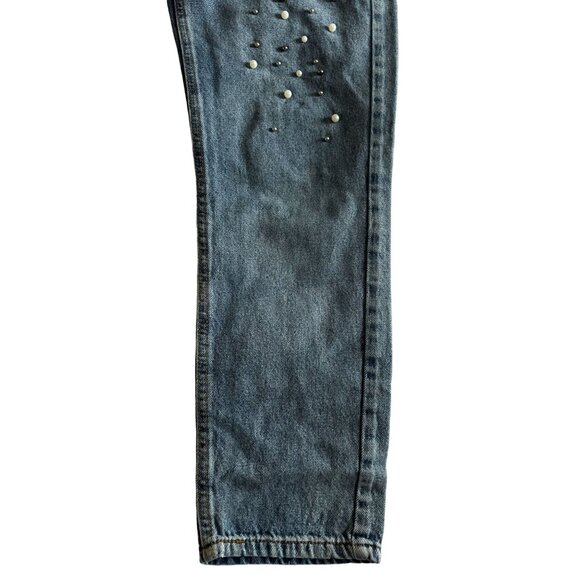 CALZEDONIA Embellished Pearl Ankle Jeans Size Small - Picture 4 of 10